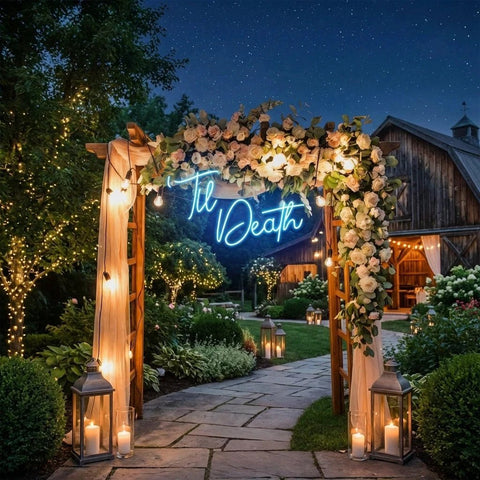 Custom Neon Name Sign Wedding, Til Death Wedding Neon Sign Light, Wedding Neon Sign Ideas