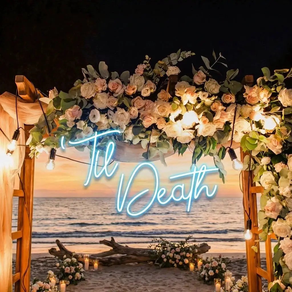 Custom Neon Name Sign Wedding, Til Death Wedding Neon Sign Light, Wedding Neon Sign Ideas