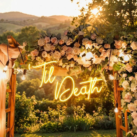 Custom Neon Name Sign Wedding, Til Death Wedding Neon Sign Light, Wedding Neon Sign Ideas