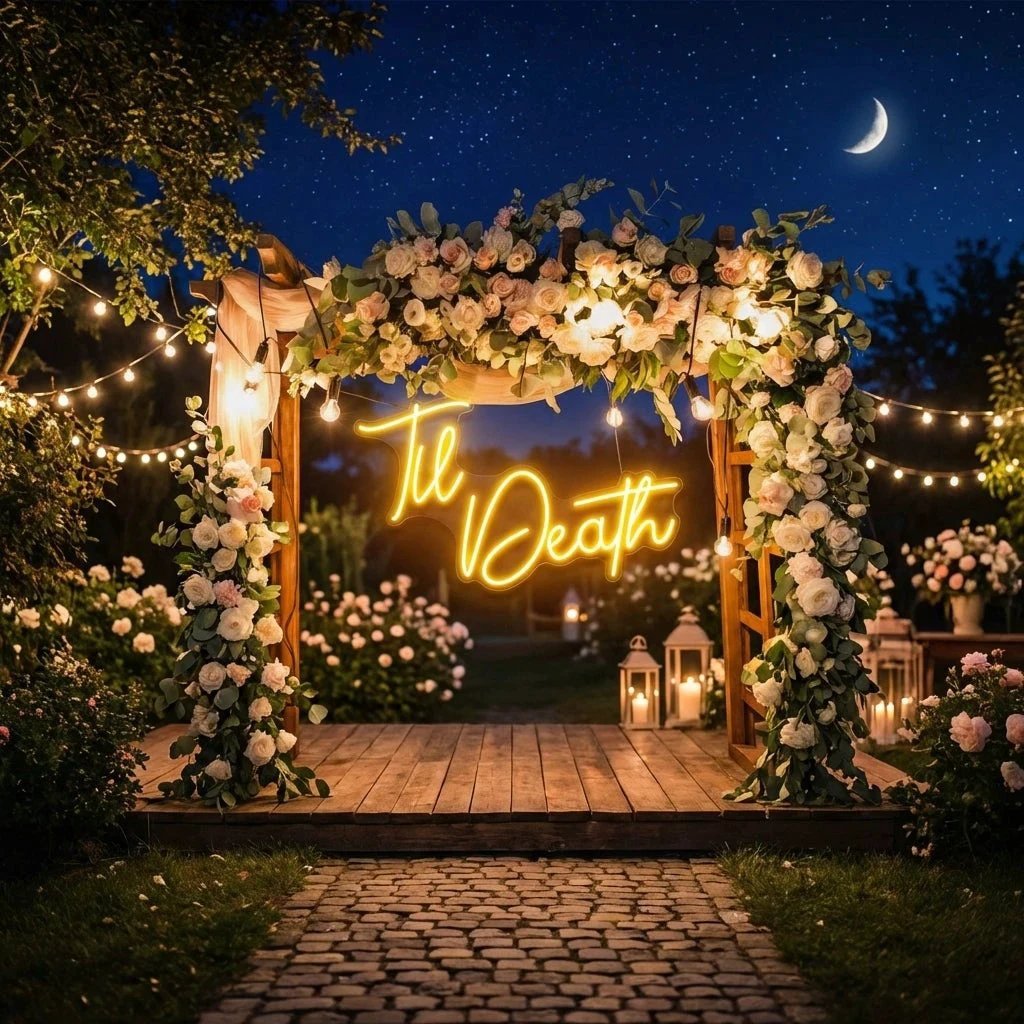 Custom Neon Name Sign Wedding, Til Death Wedding Neon Sign Light, Wedding Neon Sign Ideas