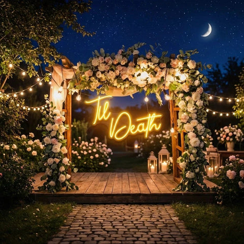 Custom Neon Name Sign Wedding, Til Death Wedding Neon Sign Light, Wedding Neon Sign Ideas