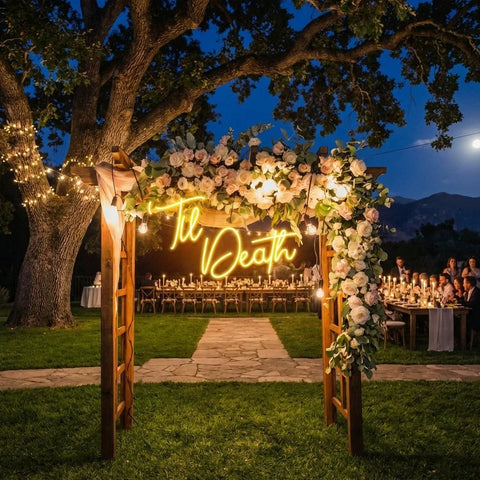 Custom Neon Name Sign Wedding, Til Death Wedding Neon Sign Light, Wedding Neon Sign Ideas