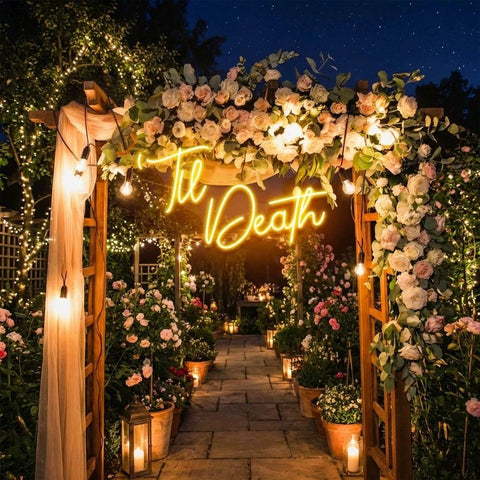 Custom Neon Name Sign Wedding, Til Death Wedding Neon Sign Light, Wedding Neon Sign Ideas