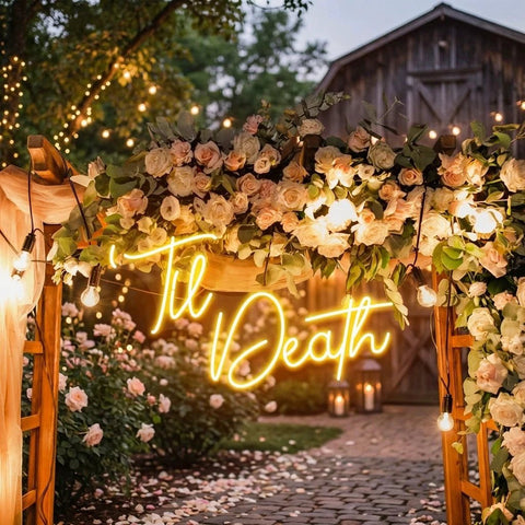 Custom Neon Name Sign Wedding, Til Death Wedding Neon Sign Light, Wedding Neon Sign Ideas