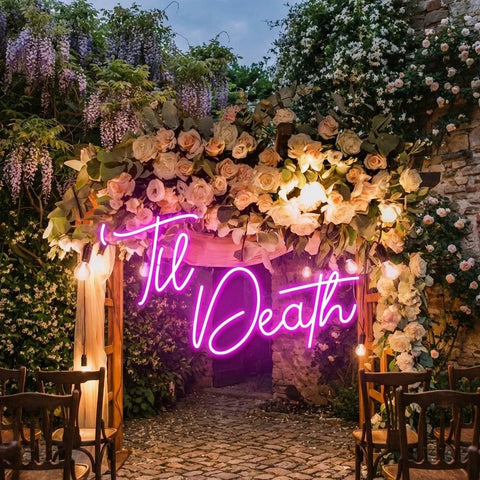 Custom Neon Name Sign Wedding, Til Death Wedding Neon Sign Light, Wedding Neon Sign Ideas