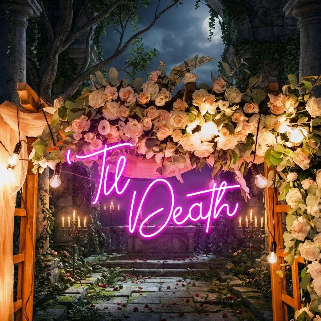 Custom Neon Name Sign Wedding, Til Death Wedding Neon Sign Light, Wedding Neon Sign Ideas