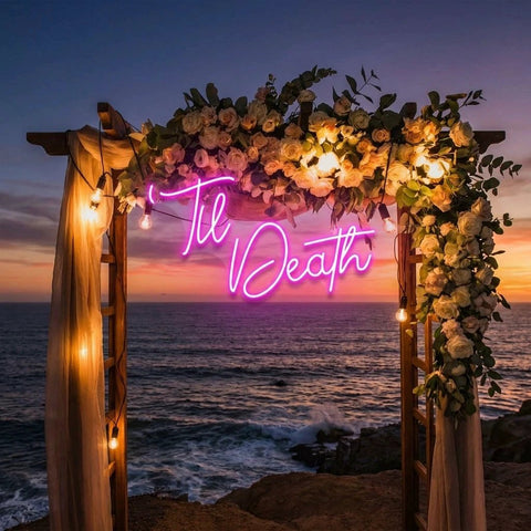 Custom Neon Name Sign Wedding, Til Death Wedding Neon Sign Light, Wedding Neon Sign Ideas