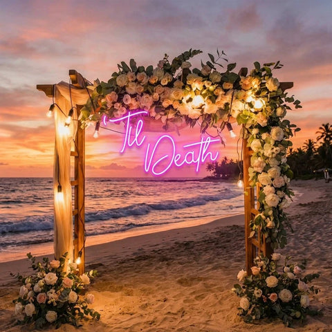 Custom Neon Name Sign Wedding, Til Death Wedding Neon Sign Light, Wedding Neon Sign Ideas