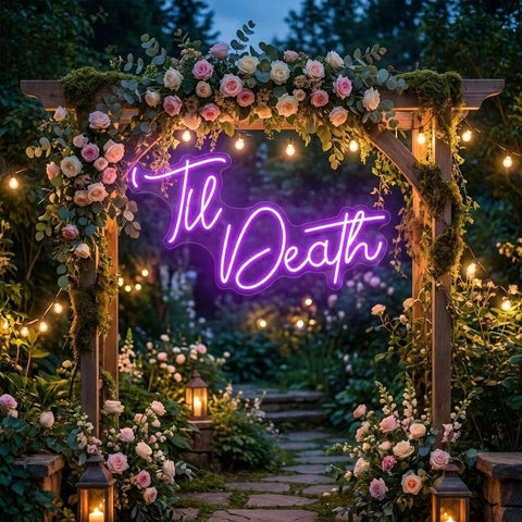 Custom Neon Name Sign Wedding, Til Death Wedding Neon Sign Light, Wedding Neon Sign Ideas