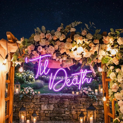 Custom Neon Name Sign Wedding, Til Death Wedding Neon Sign Light, Wedding Neon Sign Ideas