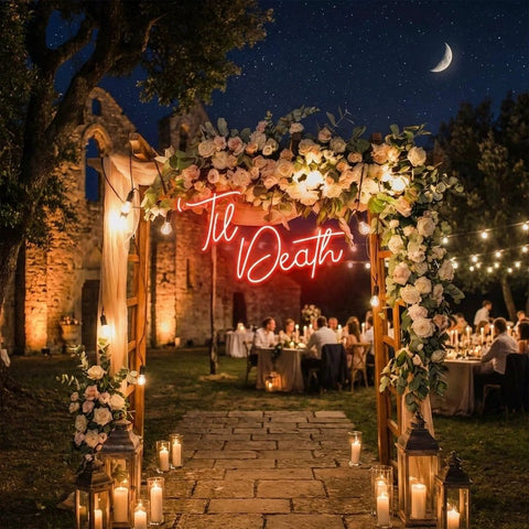 Custom Neon Name Sign Wedding, Til Death Wedding Neon Sign Light, Wedding Neon Sign Ideas