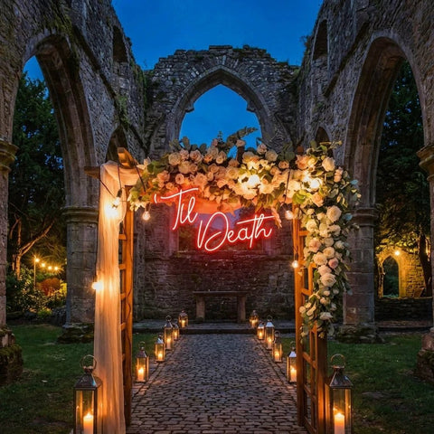 Custom Neon Name Sign Wedding, Til Death Wedding Neon Sign Light, Wedding Neon Sign Ideas