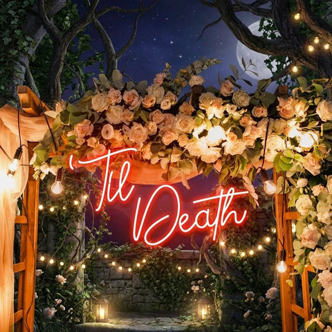 Custom Neon Name Sign Wedding, Til Death Wedding Neon Sign Light, Wedding Neon Sign Ideas