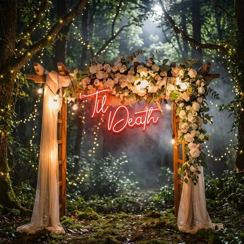 Custom Neon Name Sign Wedding, Til Death Wedding Neon Sign Light, Wedding Neon Sign Ideas