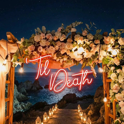 Custom Neon Name Sign Wedding, Til Death Wedding Neon Sign Light, Wedding Neon Sign Ideas