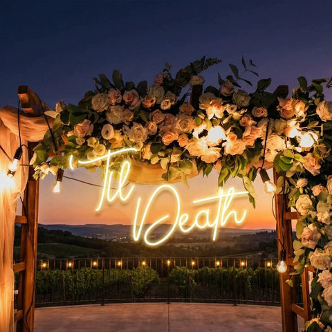 Custom Neon Name Sign Wedding, Til Death Wedding Neon Sign Light, Wedding Neon Sign Ideas