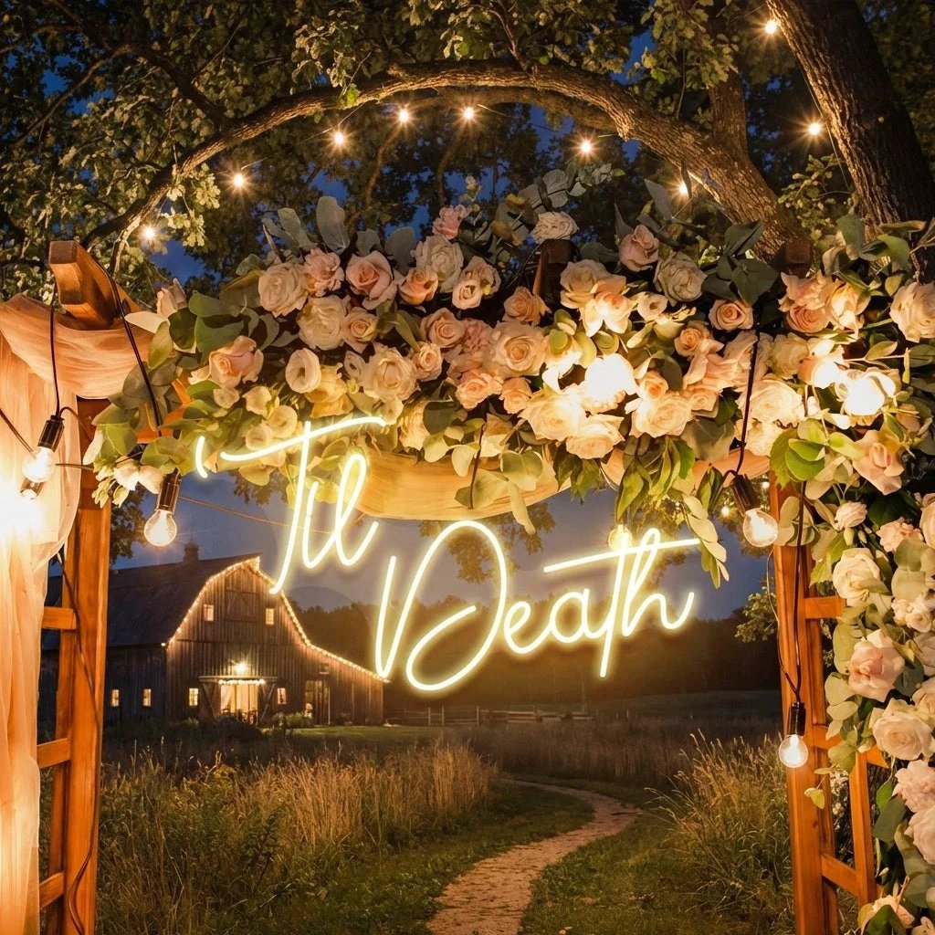 Custom Neon Name Sign Wedding, Til Death Wedding Neon Sign Light, Wedding Neon Sign Ideas