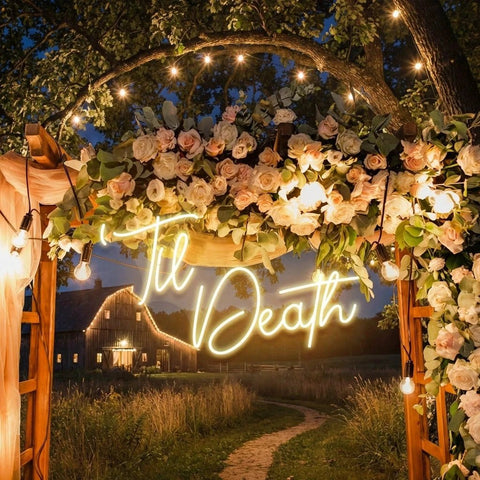 Custom Neon Name Sign Wedding, Til Death Wedding Neon Sign Light, Wedding Neon Sign Ideas