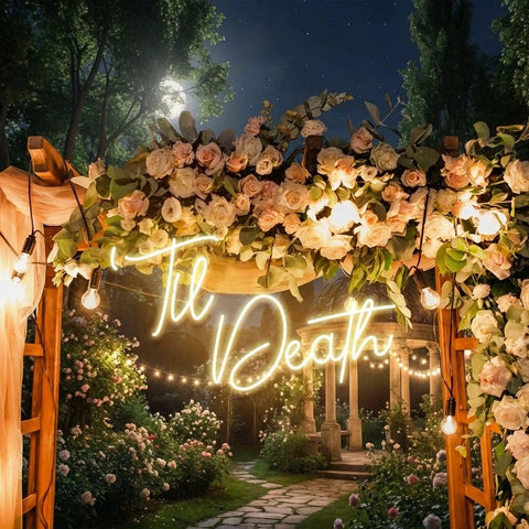 Custom Neon Name Sign Wedding, Til Death Wedding Neon Sign Light, Wedding Neon Sign Ideas