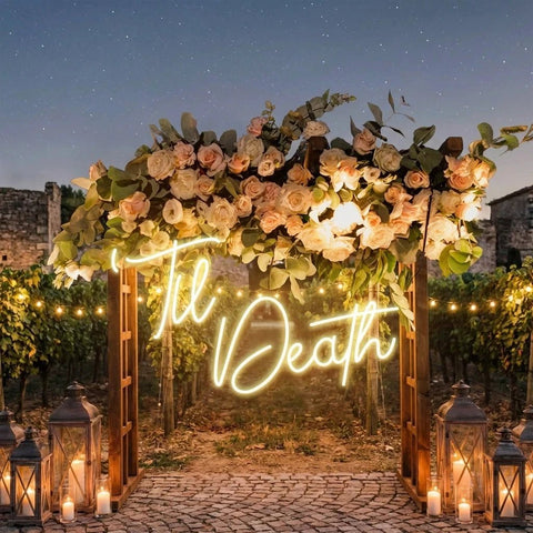 Custom Neon Name Sign Wedding, Til Death Wedding Neon Sign Light, Wedding Neon Sign Ideas