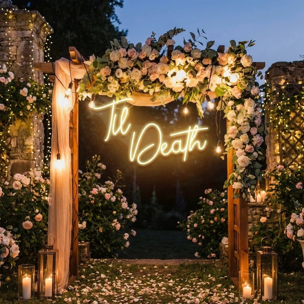 Custom Neon Name Sign Wedding, Til Death Wedding Neon Sign Light, Wedding Neon Sign Ideas