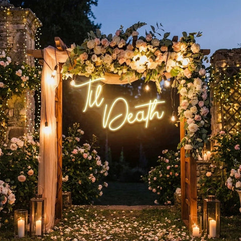 Custom Neon Name Sign Wedding, Til Death Wedding Neon Sign Light, Wedding Neon Sign Ideas