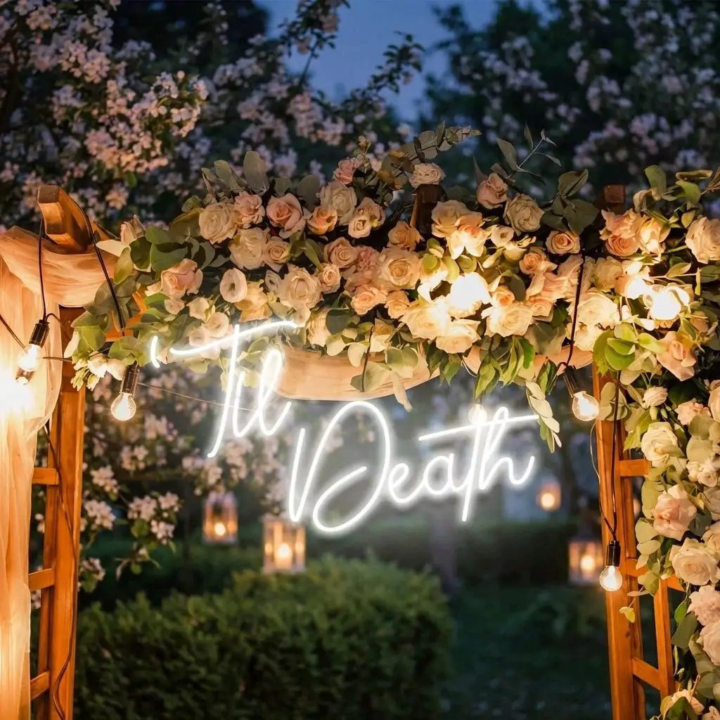 Custom Neon Name Sign Wedding, Til Death Wedding Neon Sign Light, Wedding Neon Sign Ideas