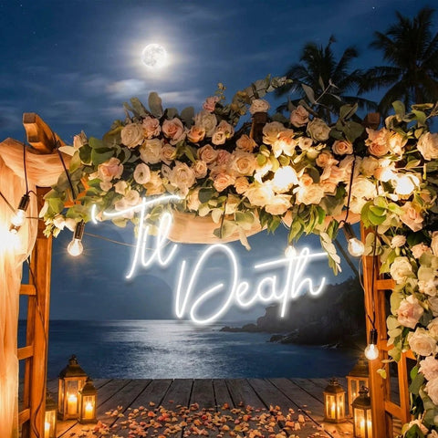 Custom Neon Name Sign Wedding, Til Death Wedding Neon Sign Light, Wedding Neon Sign Ideas