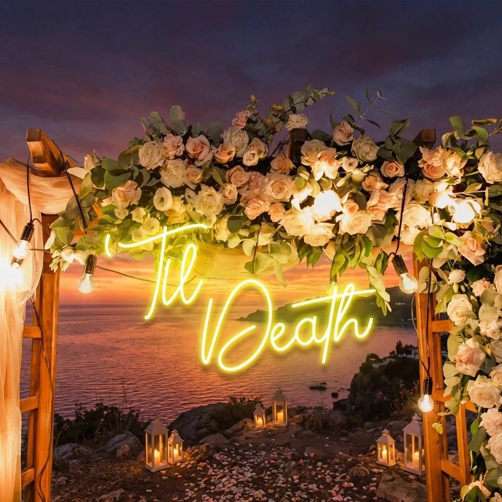 Custom Neon Name Sign Wedding, Til Death Wedding Neon Sign Light, Wedding Neon Sign Ideas