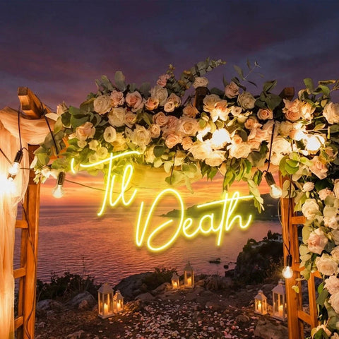 Custom Neon Name Sign Wedding, Til Death Wedding Neon Sign Light, Wedding Neon Sign Ideas