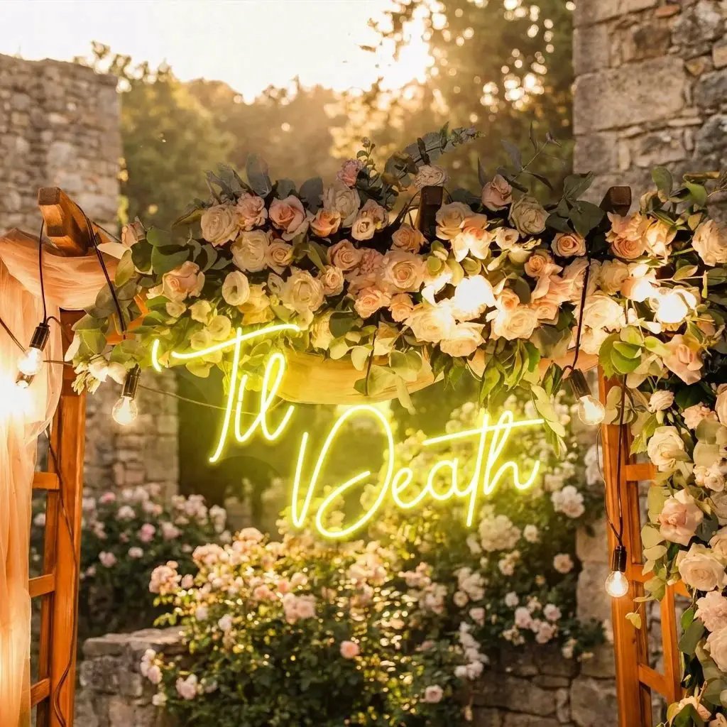 Custom Neon Name Sign Wedding, Til Death Wedding Neon Sign Light, Wedding Neon Sign Ideas