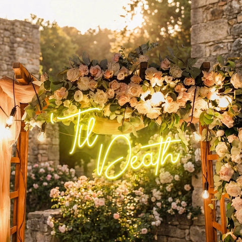 Custom Neon Name Sign Wedding, Til Death Wedding Neon Sign Light, Wedding Neon Sign Ideas