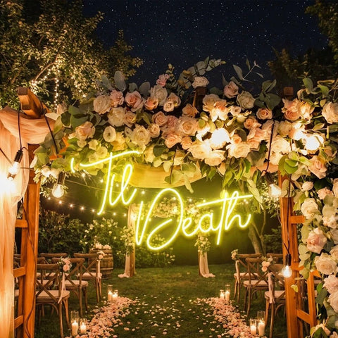 Custom Neon Name Sign Wedding, Til Death Wedding Neon Sign Light, Wedding Neon Sign Ideas