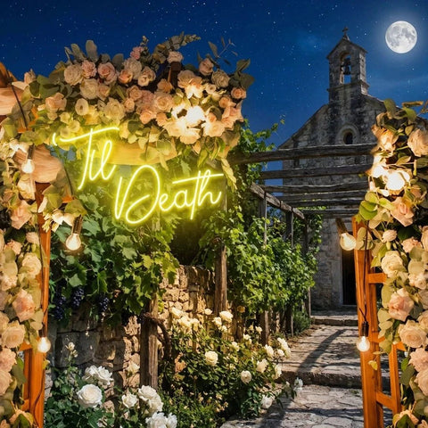 Custom Neon Name Sign Wedding, Til Death Wedding Neon Sign Light, Wedding Neon Sign Ideas