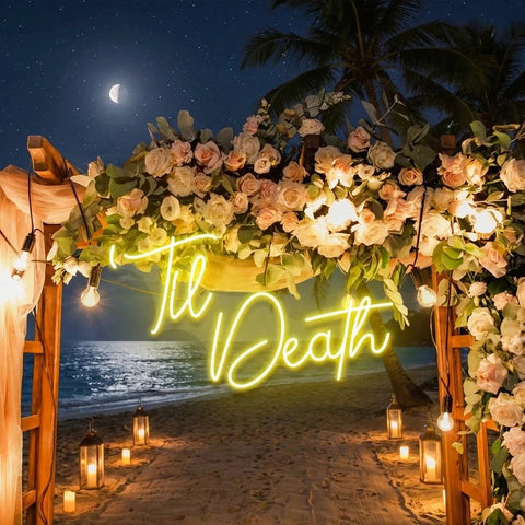 Custom Neon Name Sign Wedding, Til Death Wedding Neon Sign Light, Wedding Neon Sign Ideas