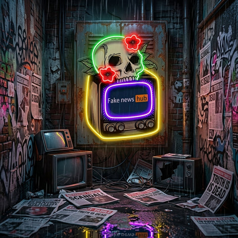 Television Skull Vibe LED Neon Sign Light Pop Art