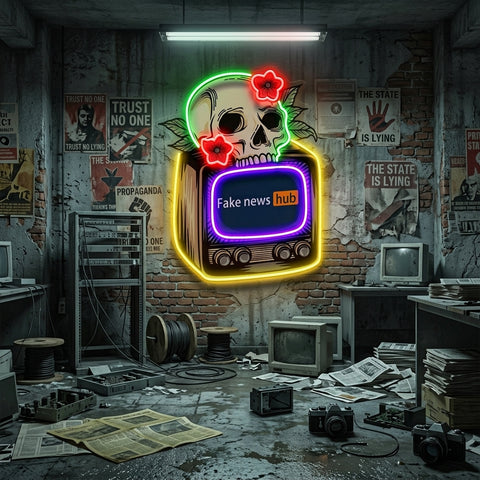 Television Skull Vibe LED Neon Sign Light Pop Art