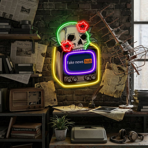 Television Skull Vibe LED Neon Sign Light Pop Art