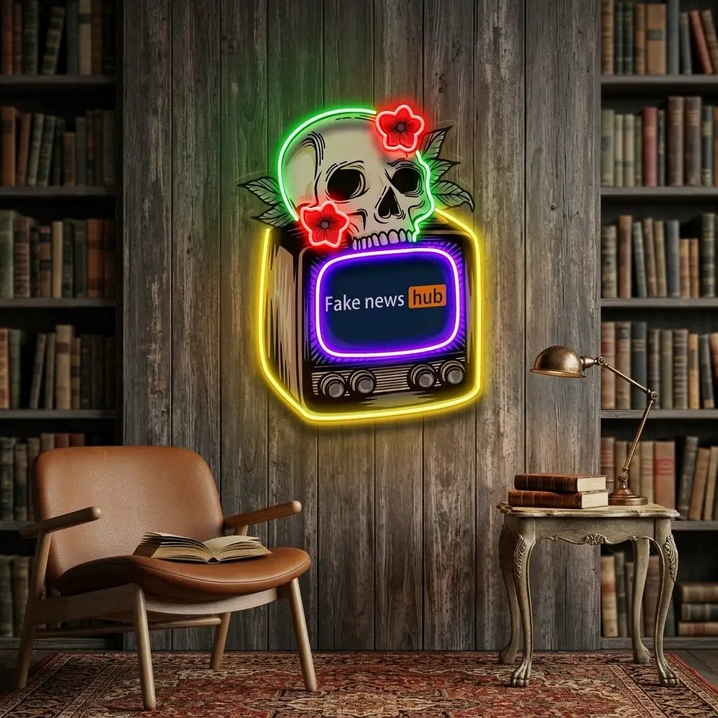 Television Skull Vibe LED Neon Sign Light Pop Art