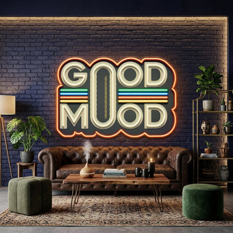 Retro Style GOOD MOOD LED Neon Sign Light Pop Art