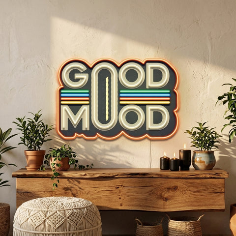 Retro Style GOOD MOOD LED Neon Sign Light Pop Art