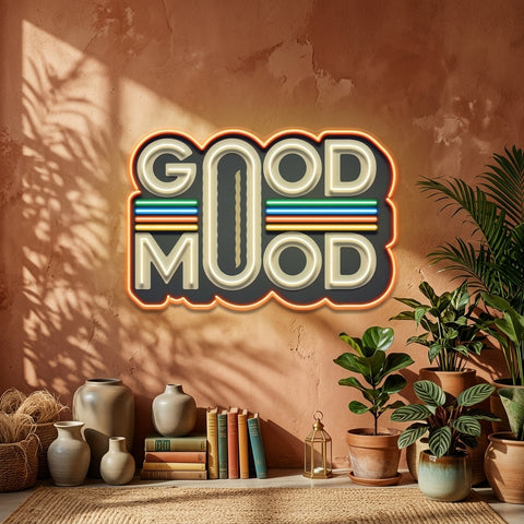 Retro Style GOOD MOOD LED Neon Sign Light Pop Art