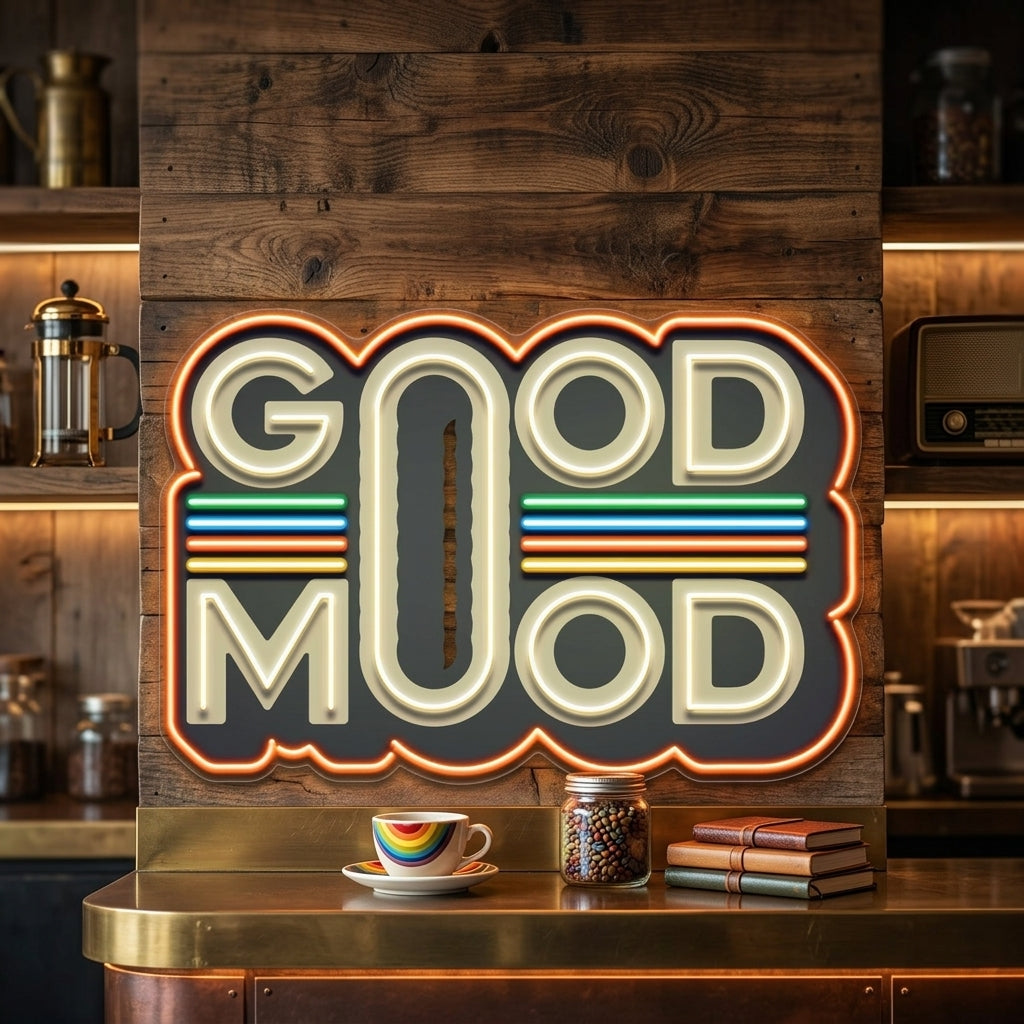 Retro Style GOOD MOOD LED Neon Sign Light Pop Art