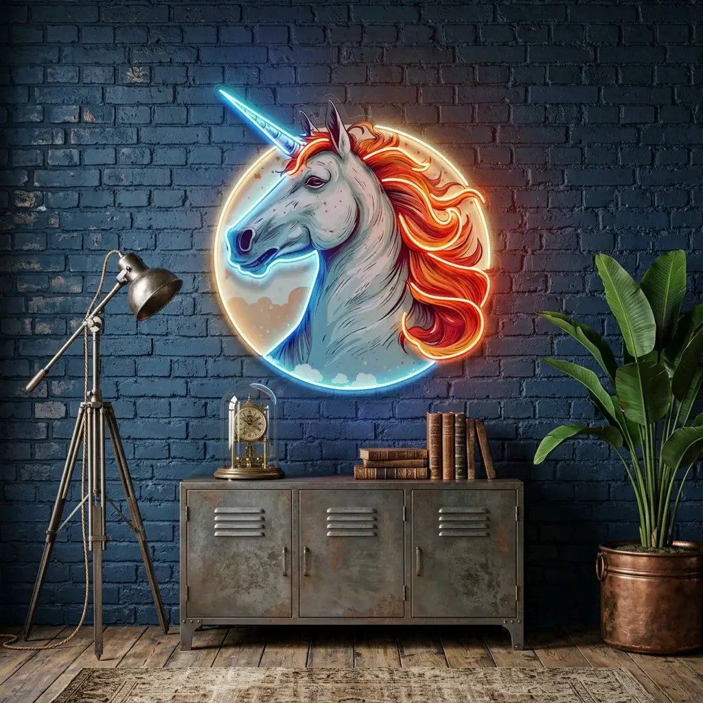 Unicorn with Moon LED Neon Sign Light Pop Art