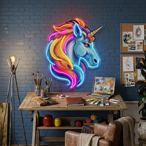 Unicorn Head LED Neon Sign Light Pop Art