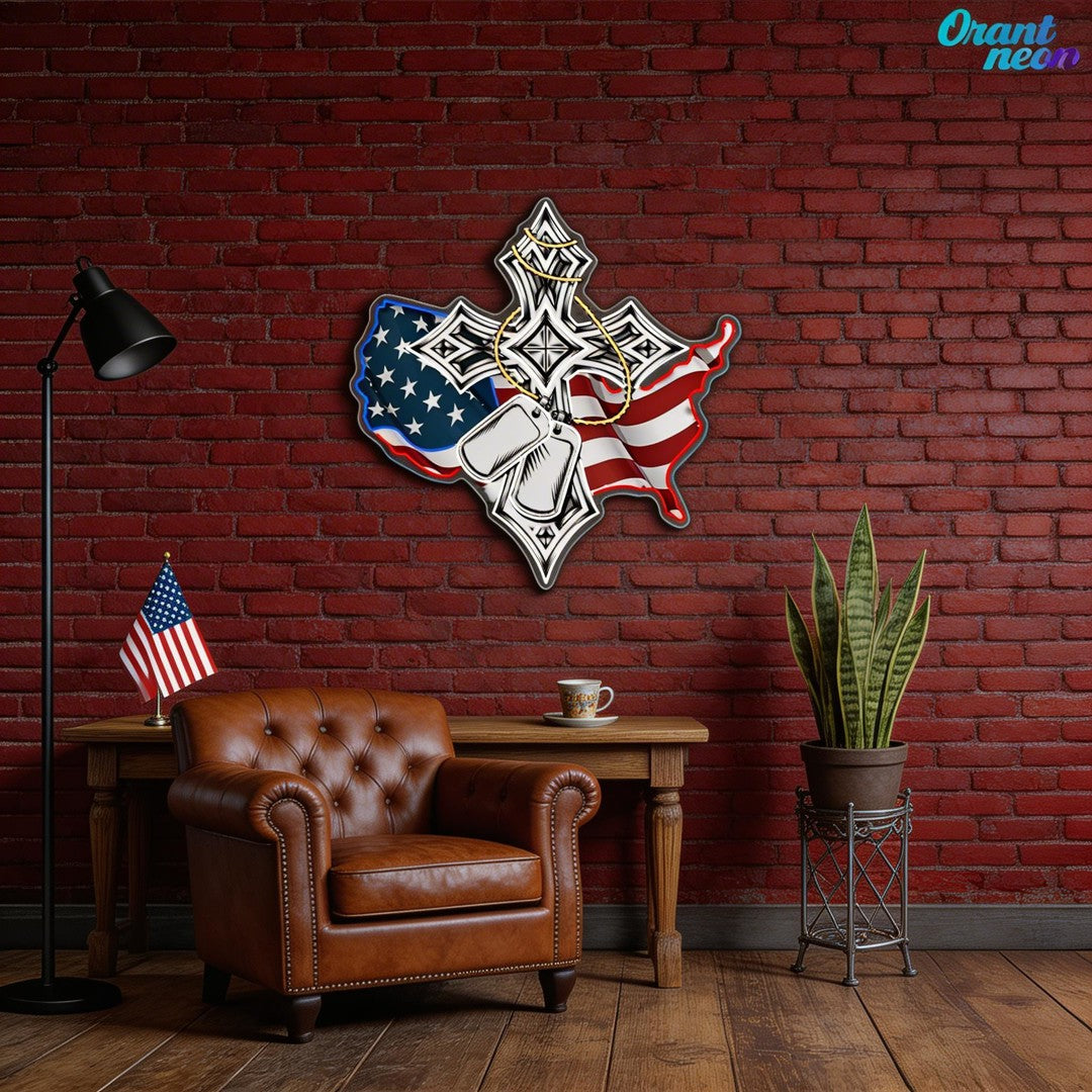 Blessed by Freedom, Guided by Faith best Gift for Veteran Neon Sign Light Artwork