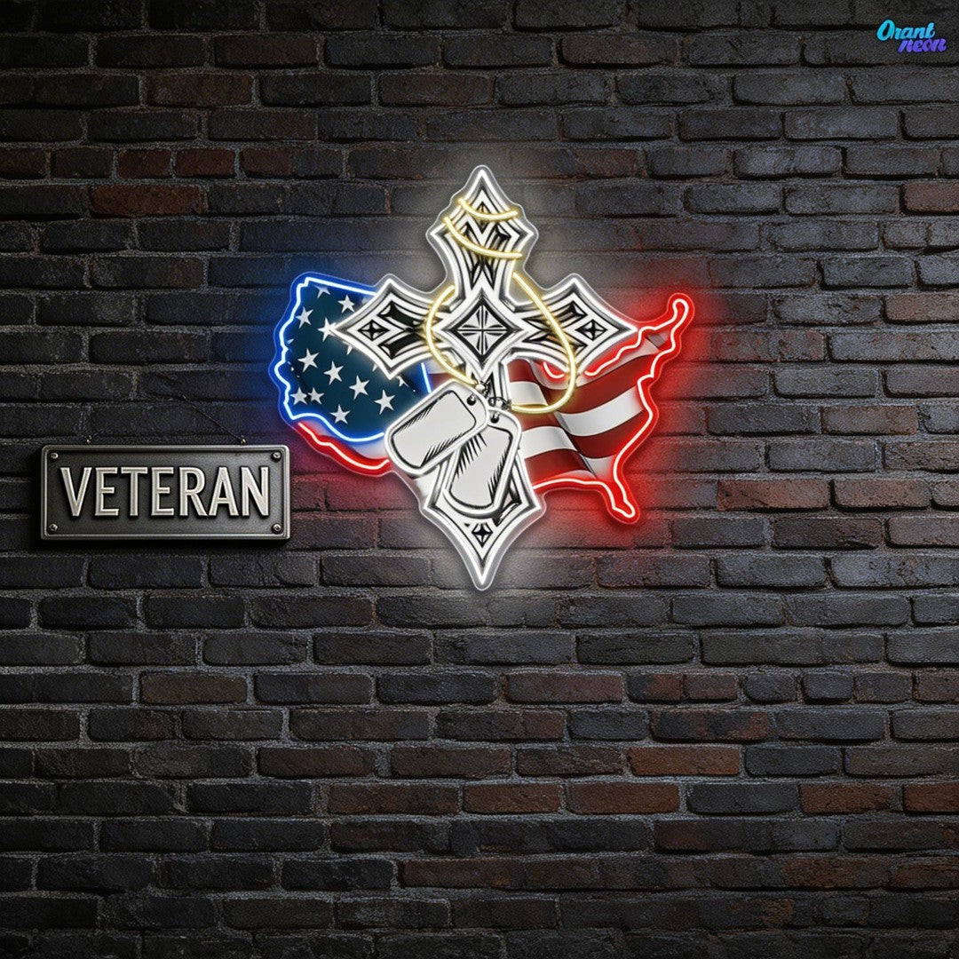 Blessed by Freedom, Guided by Faith best Gift for Veteran Neon Sign Light Artwork
