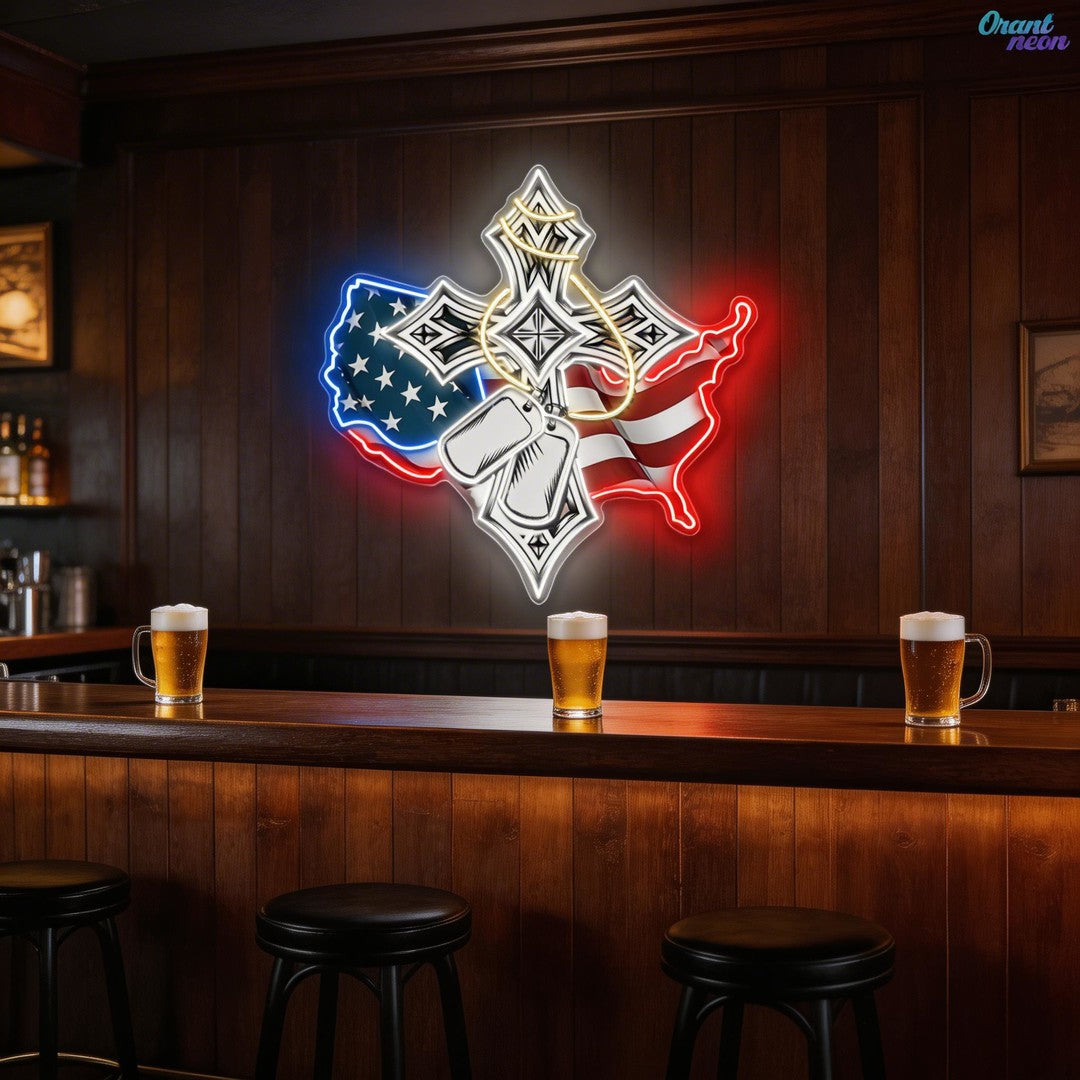 Blessed by Freedom, Guided by Faith best Gift for Veteran Neon Sign Light Artwork