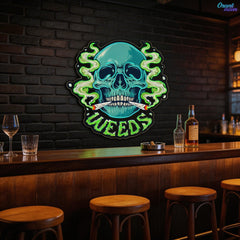 Skull & Smoke: A Blazing Vision Neon Sign Light Artwork