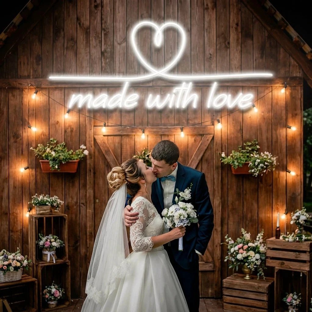 Made With Love 2 Wedding Led Neon Sign Light